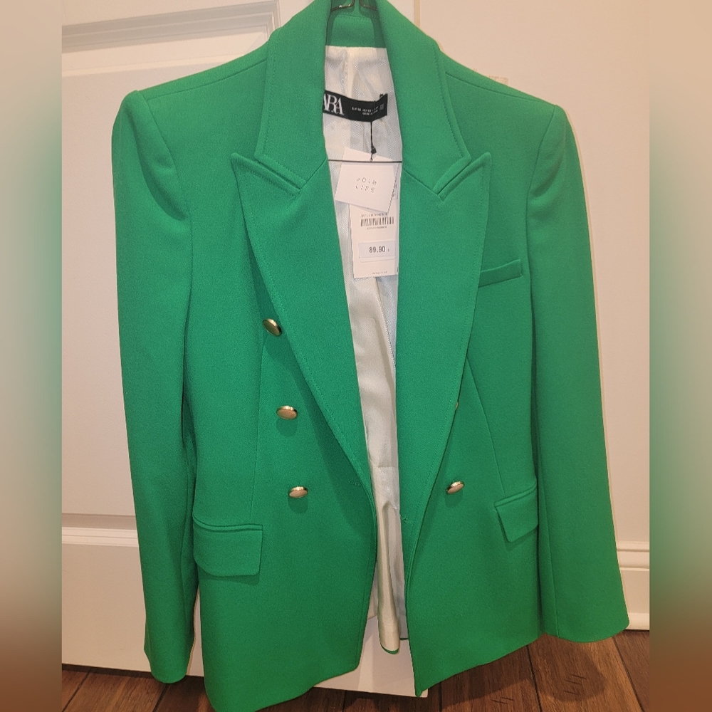 Zara Green Blazer with Gold Buttons